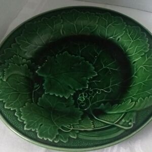 Antique 1880,s Green Majolica Grapevine Plates 2+1 Bonus